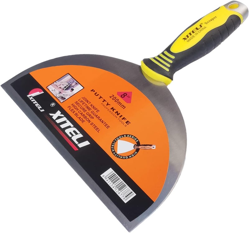 ESreake Putty Scraper 8" Stainless Steel Putty Knives with Plastic Ergonomic Handle for Taping Paint Wall Floor Tile, Metal Spackle Tools Knife,Remover for Wood, Wallpaper Scraper (8") - Image 1